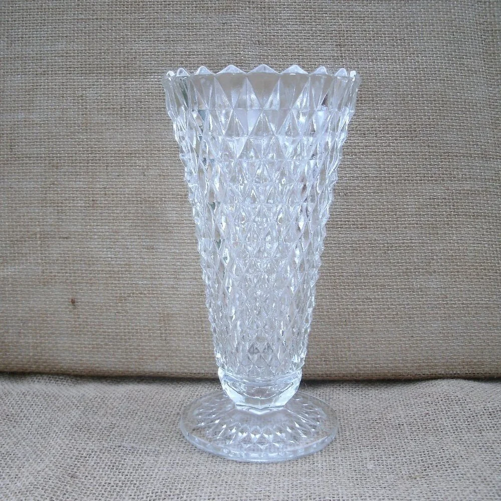 Vintage Indiana Glass Diamond Point Vase